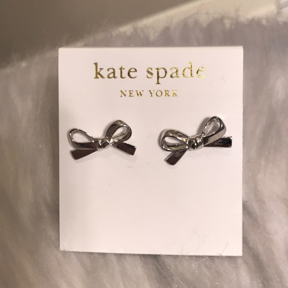 NWT Kate Spade Silver Bow Earrings